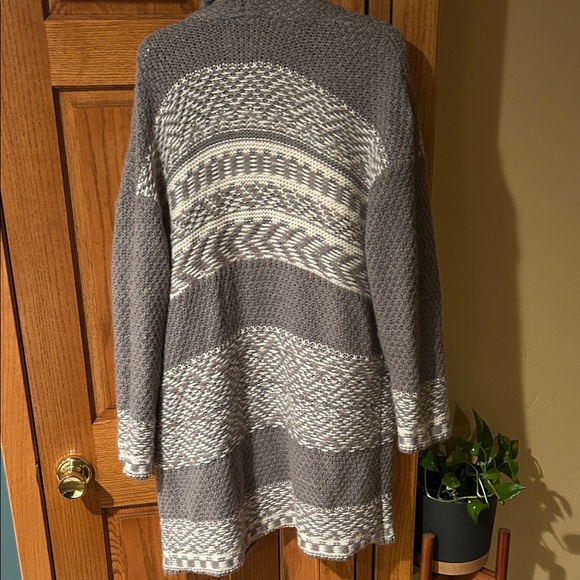 Lucky Brand Women’s Grey off white Fair Isle Cardigan Sweater Coat w/Pockets XL - Picture 5 of 5
